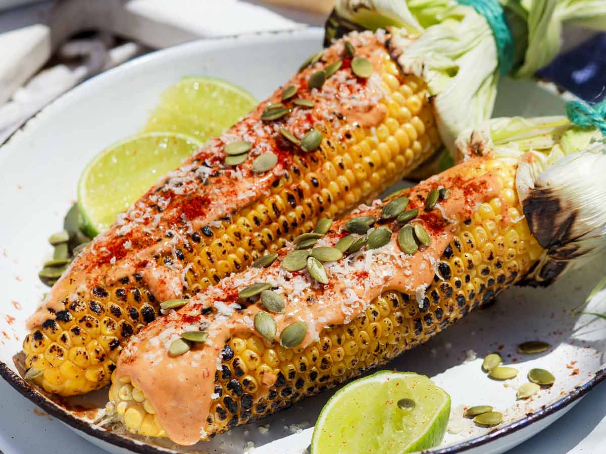Mexican-style barbecued corn
