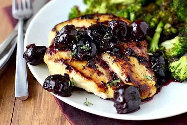 Roasted chicken breast with cherry