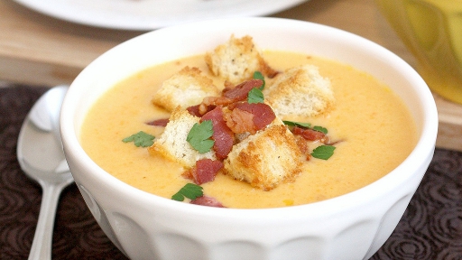 Squash soup with Parmesan croutons